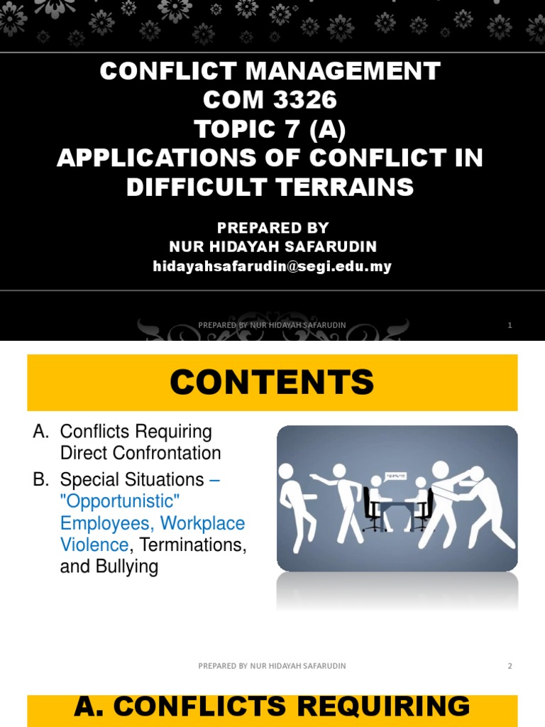 Conflict Management - Topic 7a | PDF | Violence | Occupational Safety ...