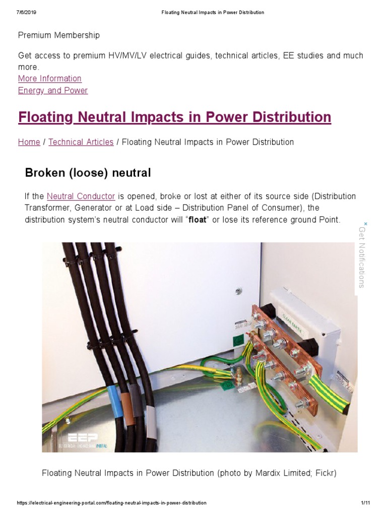 Floating Neutral Impacts in Power Distribution PDF Electric Power
