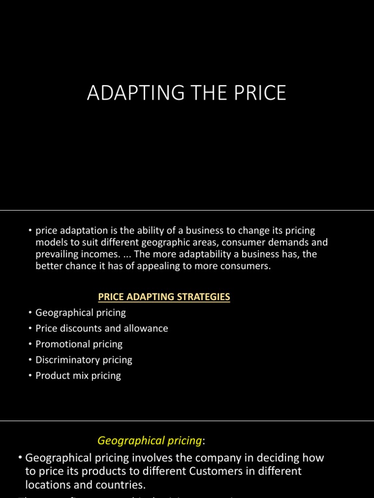 Adapting The Price | PDF | Pricing | Discounts And Allowances