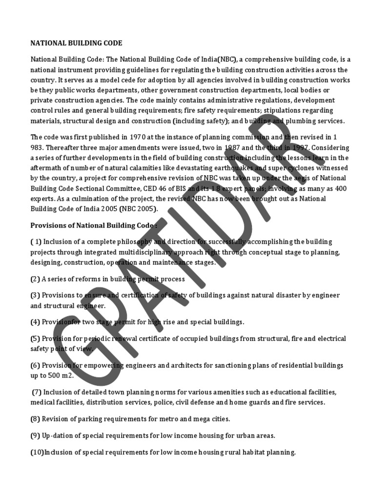 National Building Code Summary Notes PDF | PDF | Building Code | By Law