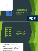 Integrated Science IV: Orientation