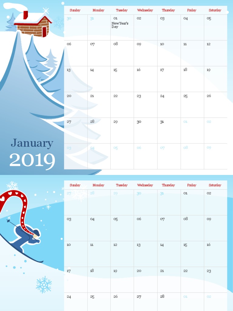 2019 Monthly Calendar Overview | PDF