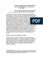 Manifiesto Por La Soberanía Alimentaria y Por Las Fincas Solidarias en Las Islas Canarias