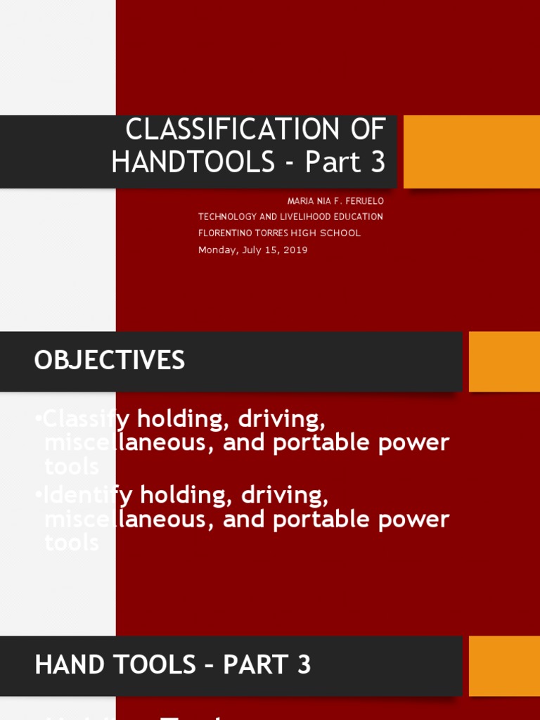 Classification of Handtools - Part 3 | PDF