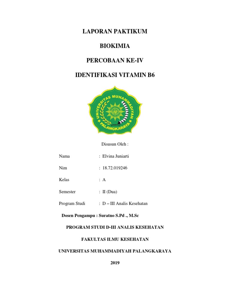 Biokimia Laporan 4 Identifikasi Vit B6 Docx