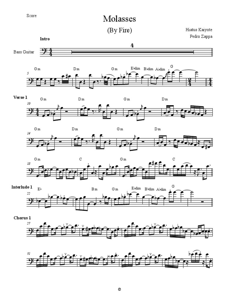 Hiatus Kaiyote Molasses Bass Score Pdf Langues Du Royaume Uni Langues