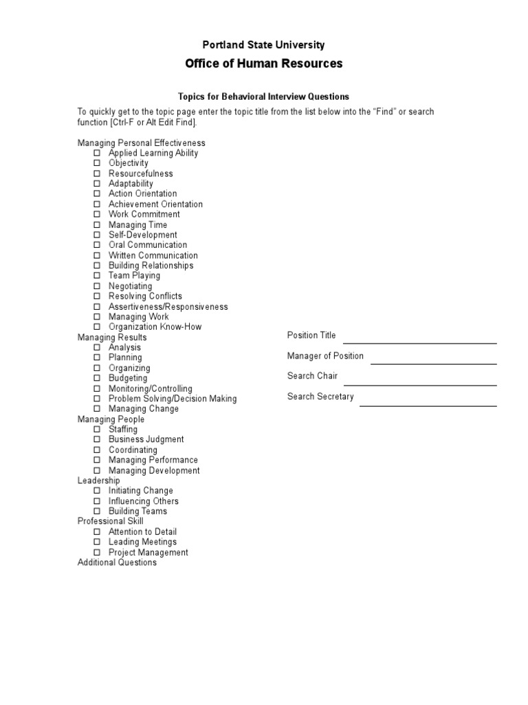 Human Resources Interview Questions PDF Goal Decision Making