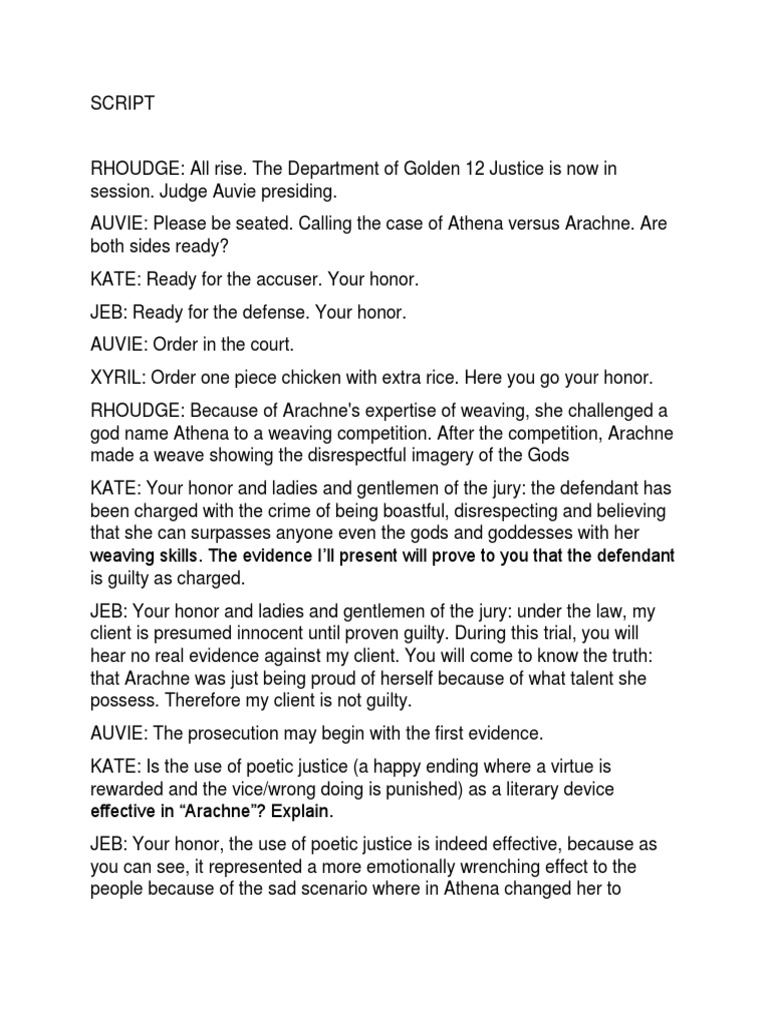 Sample Script of Court Hearing | PDF | Athena | Crime & Violence
