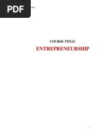 Entrepreneurship: Course Title