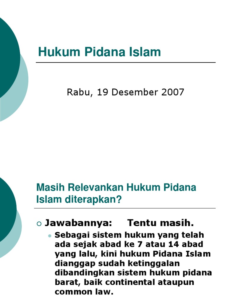 Relevansi Hukum Pidana Islam Saat Ini | PDF