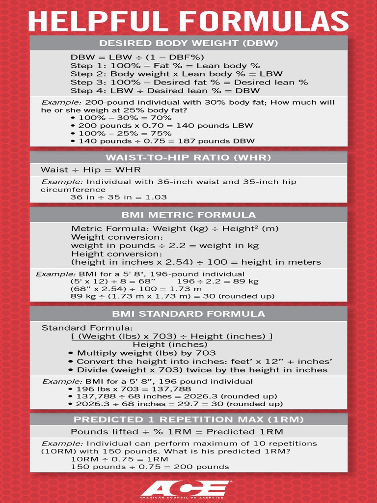 Body Fat Formulas Calorie Body Mass Index