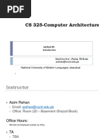 CS 325-Computer Architecture: Instructor: Asim Rehan