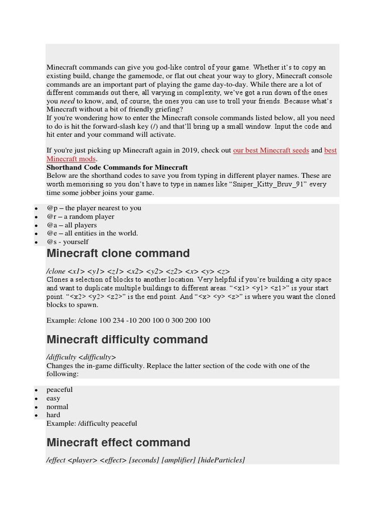 Command Untuk Minecraft Minecraft Leisure