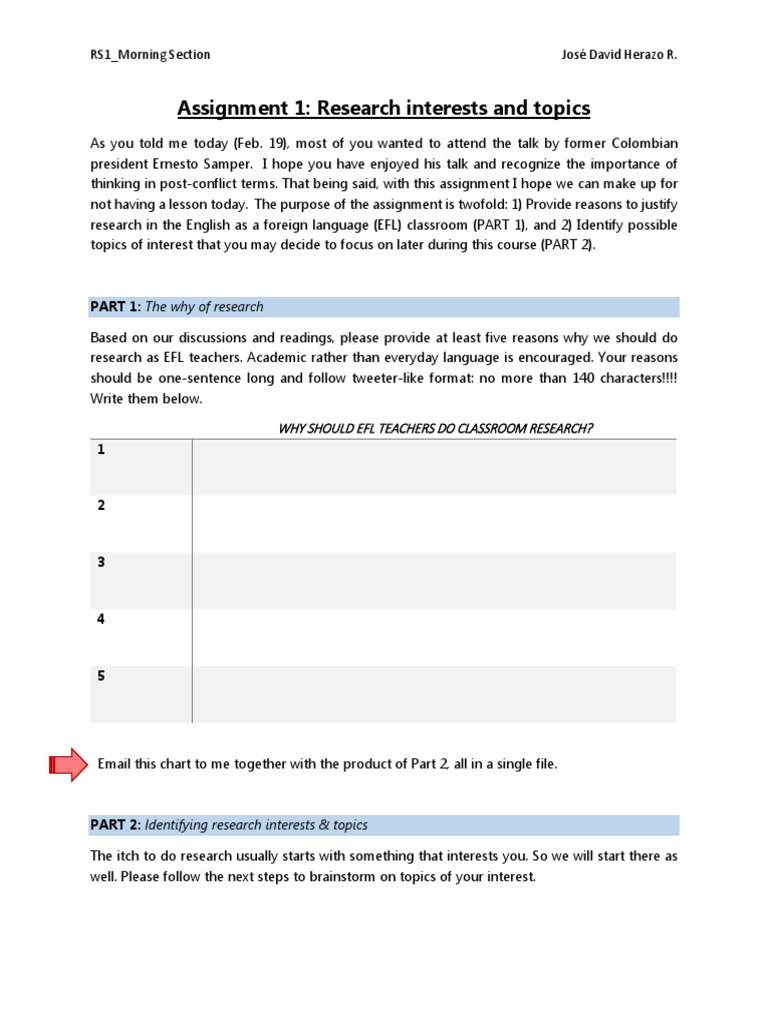 Assignment 1: Research Interests and Topics: PART 1: The Why of ...