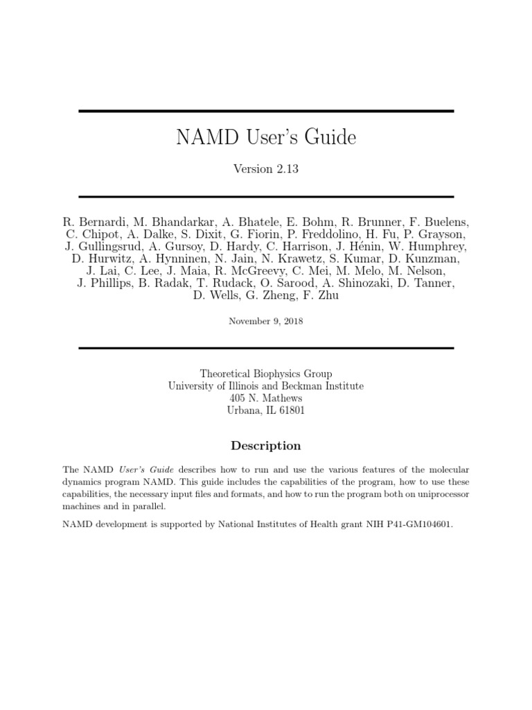 NAMD Manual v2.13 | PDF | Force Field (Chemistry) | License