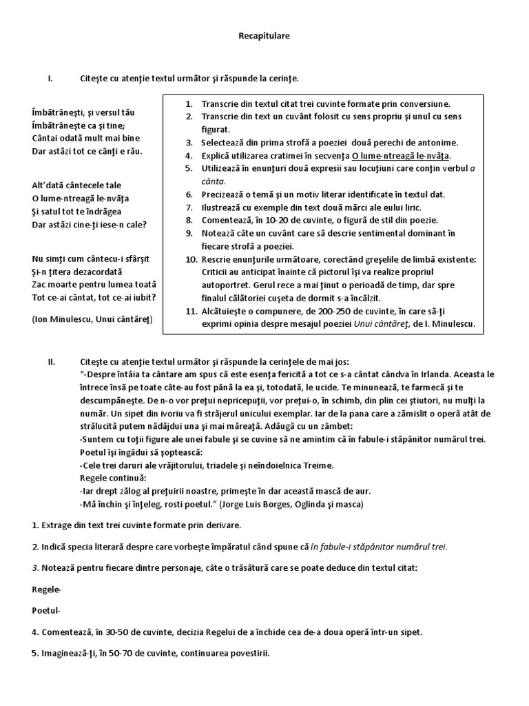 Recapitulare | PDF