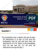 Probability & Statistics Math F 113: BITS Pilani