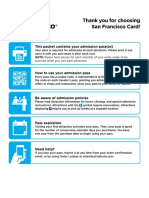 Thank You For Choosing San Francisco Card!: This Packet Contains Your Admission Pass (Es)