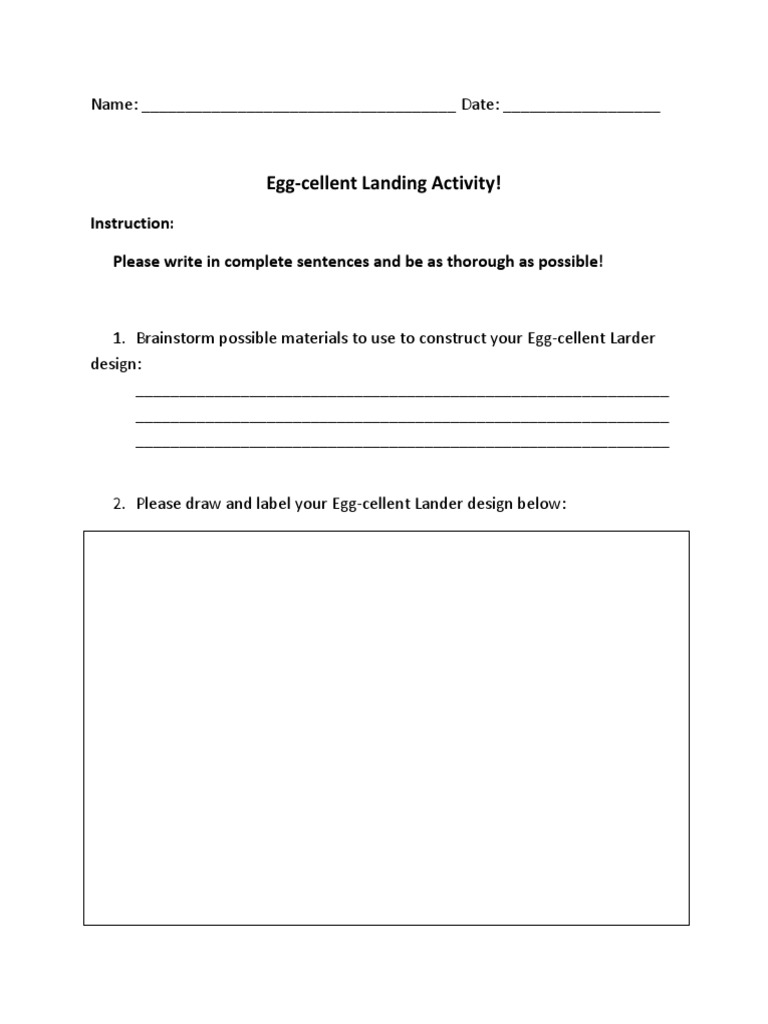 Egg-cellent Lander Design Activity | PDF | Motion (Physics) | Physics