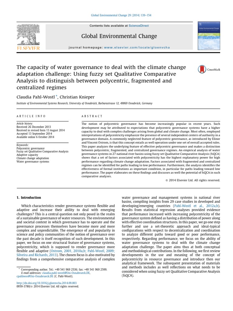 Water Governance and Climate Adaptation | PDF | Governance