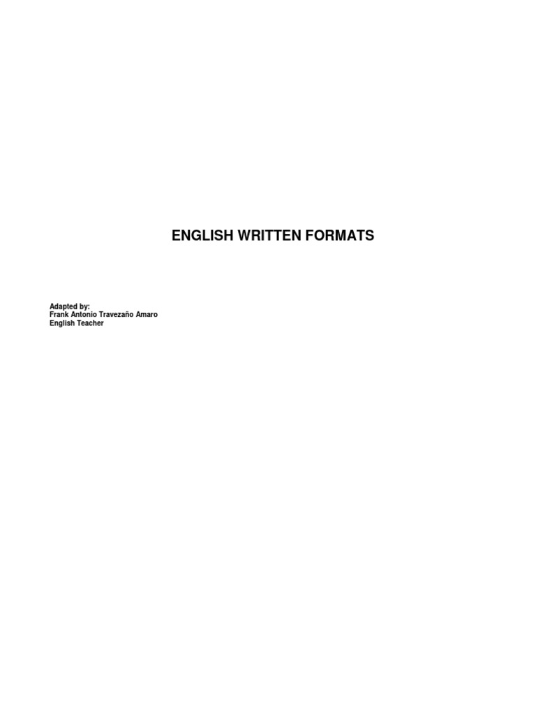 English Writing Formats Explained | PDF | Interview | Essays