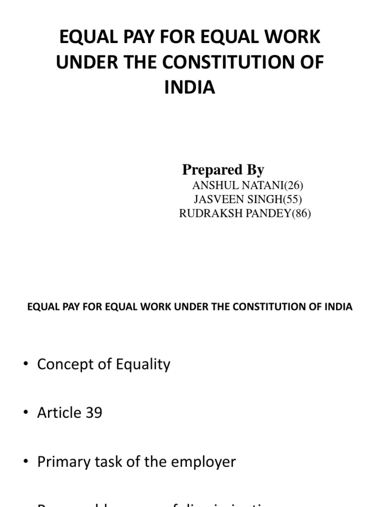 Equal Pay for Equal Work in India | PDF