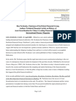 Ron Nechemia the Chairman of EurOrient Financial Group Board of Governors Authors Technical Financial Article on History of Asset Securitization for China’s Leading Financial Publication International Finance Magazine