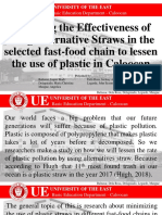 Assessing The Effectiveness of Using Alternative Straws in The Selected Fast-Food Chain To Lessen The Use of Plastic in Caloocan