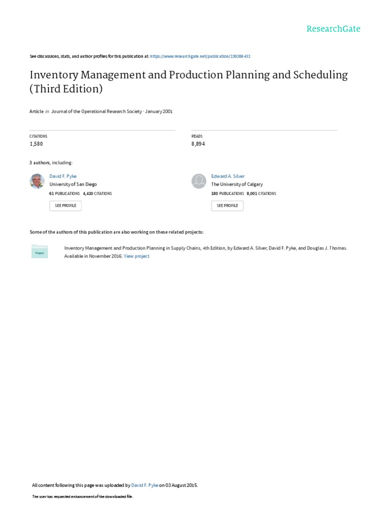 Inventory Management and Production Planning | PDF | Electronic ...