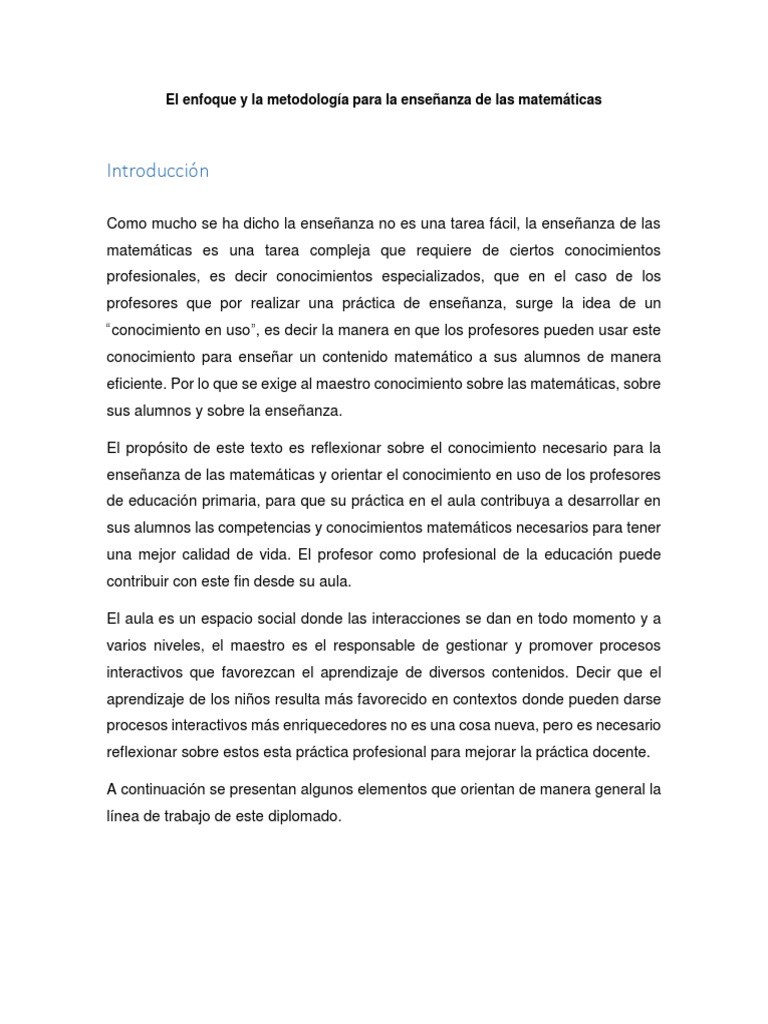 MAT LB 04 El Enfoque y La Metodología para La Enseñanza de Las ...
