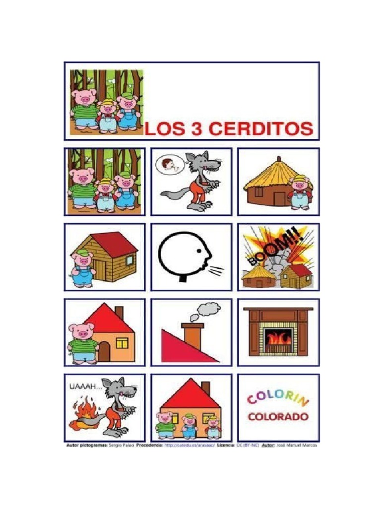 Cuento Los Tres Cerditos Pictogramas