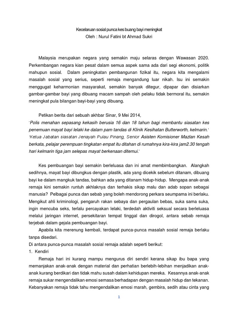 Rencana Gejala Sosial Di Malaysia Pdf