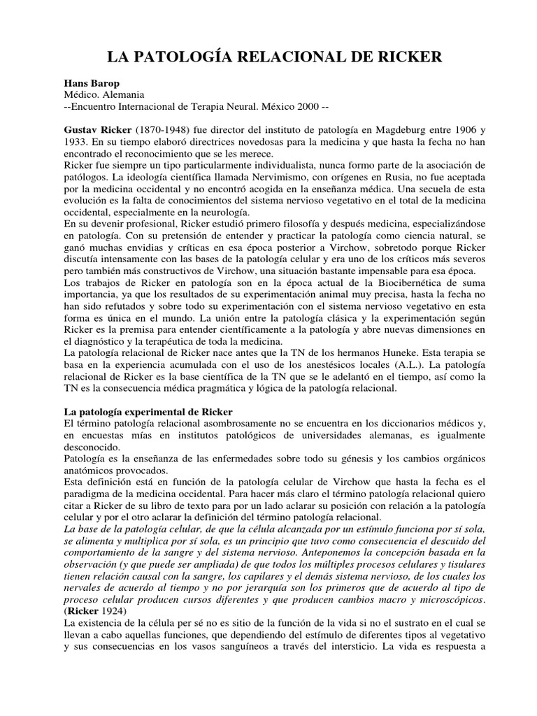 11 La Patología Relacional de Ricker | PDF | Patología | Capilar