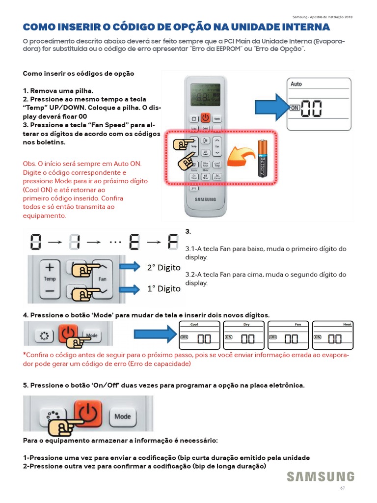 Códigos e Erros Ar Condicionado Samsung | PDF | Bens manufaturados ...