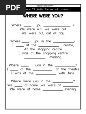 8 where were you yesterday worksheets pdf