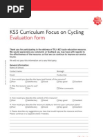 KS3 Curriculum Focus On Cycling: Evaluation Form