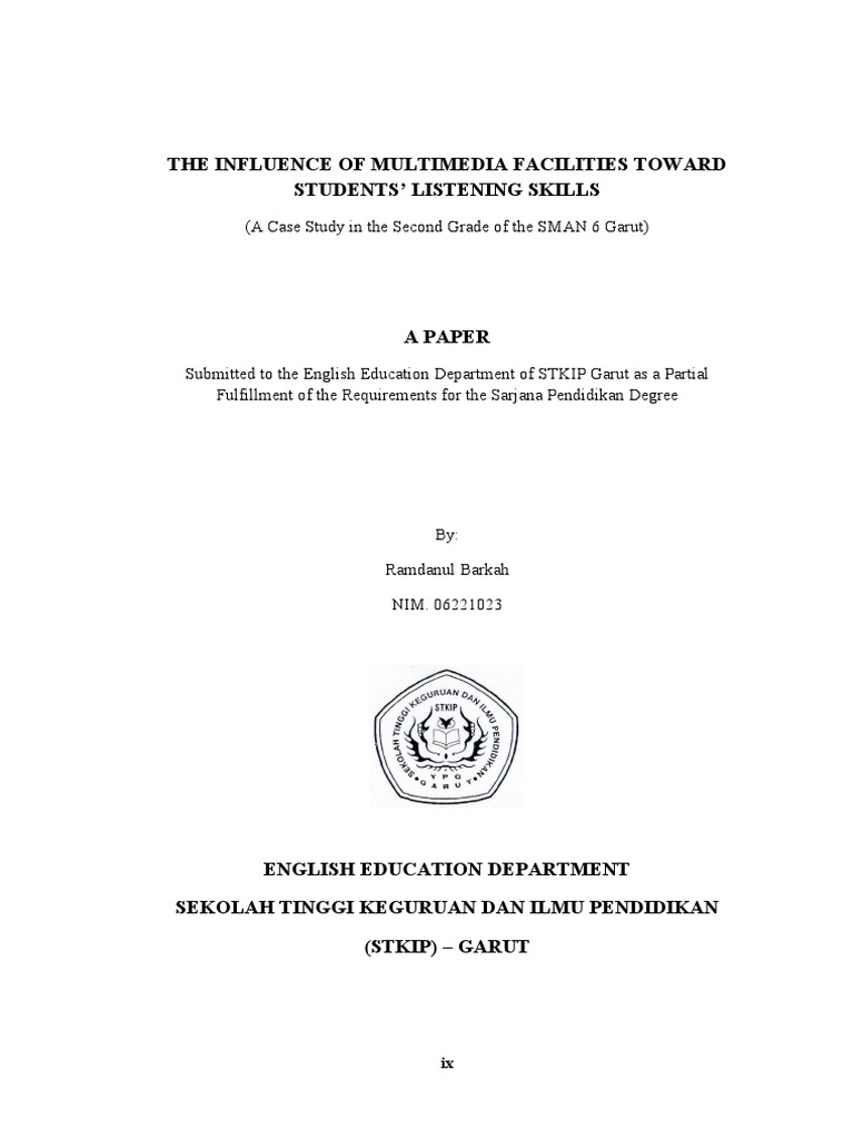 Contoh Cover Abstract Pengesahan Skripsi Bahasa Inggris Multimedia Eksperimen