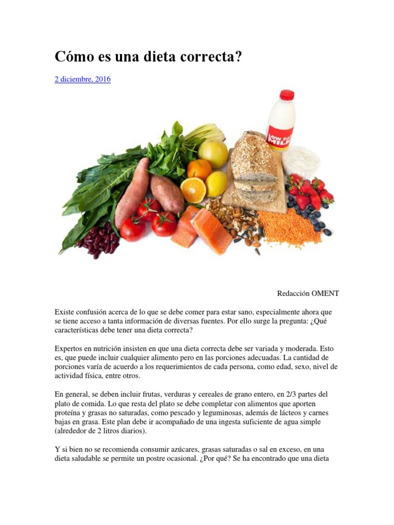 Cómo Es Una Dieta Correcta Dieta Alimentos
