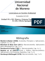 Unidad VII y VIII Dinero y Sistema Financiero - Curvas is y LM y Oferta Agregada