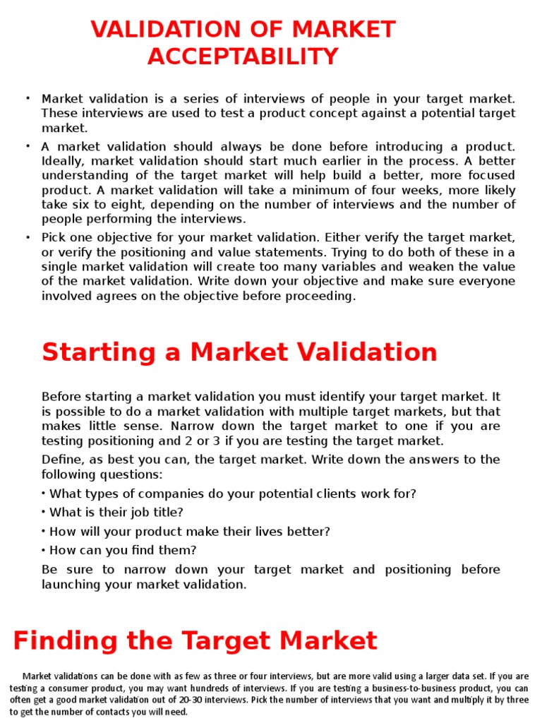 Market Validation for Product Acceptability | PDF | Question ...