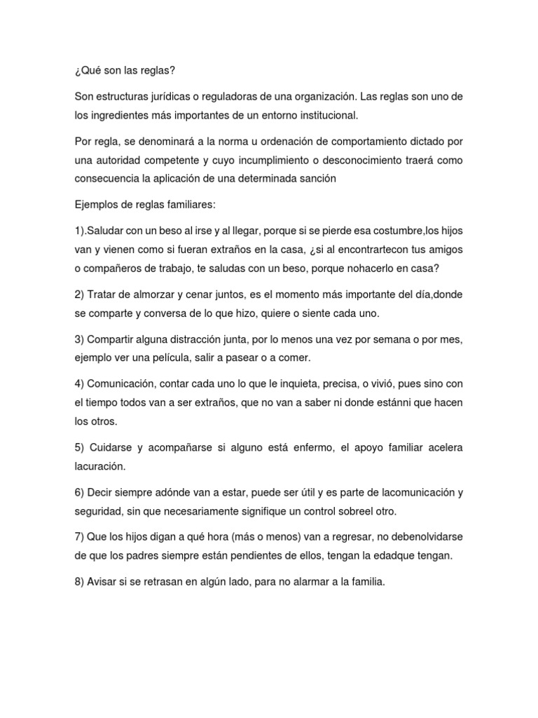 Definición y ejemplos de reglas | PDF | Salud y bienestar