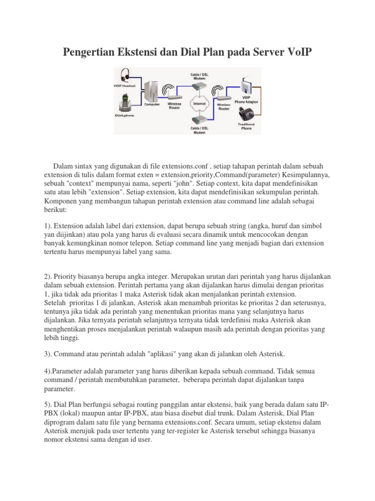 Ekstensi dan Dial Plan pada VoIP | PDF | Teknologi & Rekayasa
