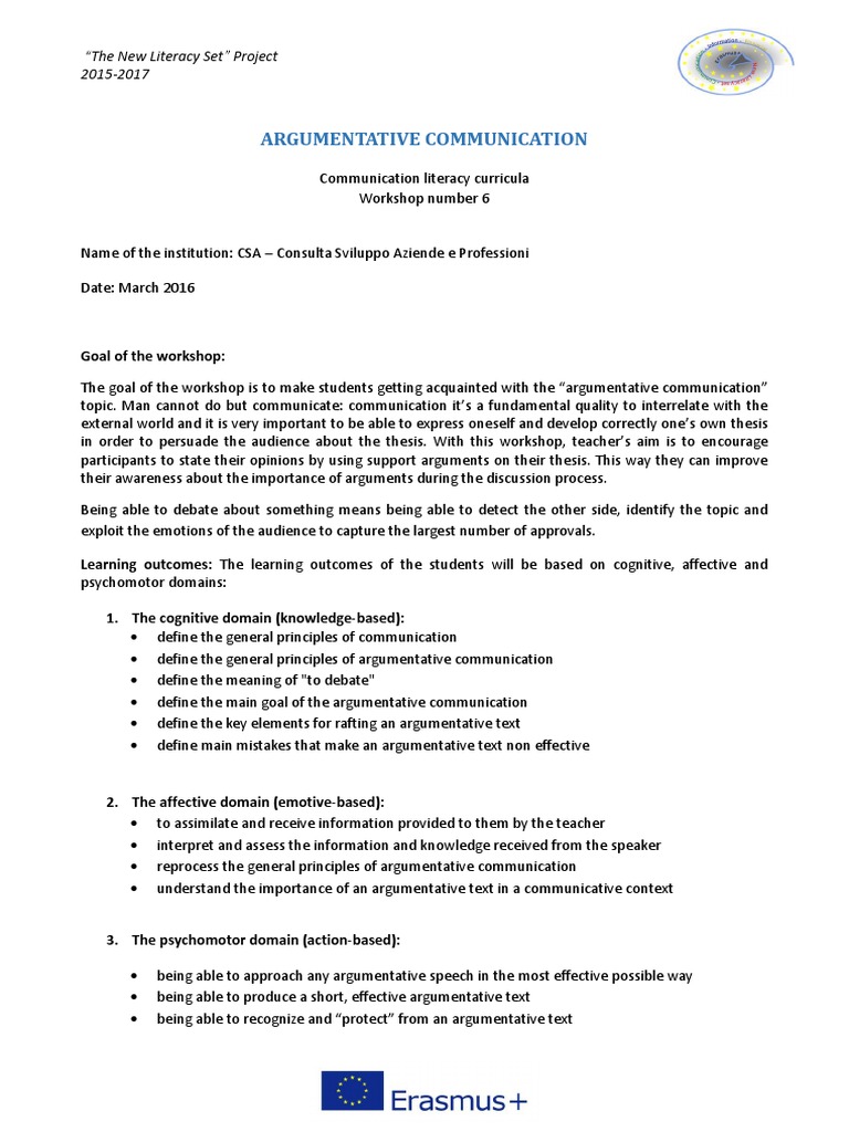 Argumentative Communication Workshop Guide | PDF | Rhetoric | Persuasion