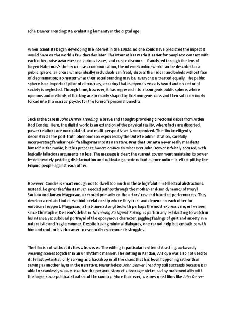 John Denver Trending Review | PDF | Public Sphere | Psychology