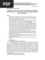 Comparative Economic Elements of Mineral Resources in The Context of International Management