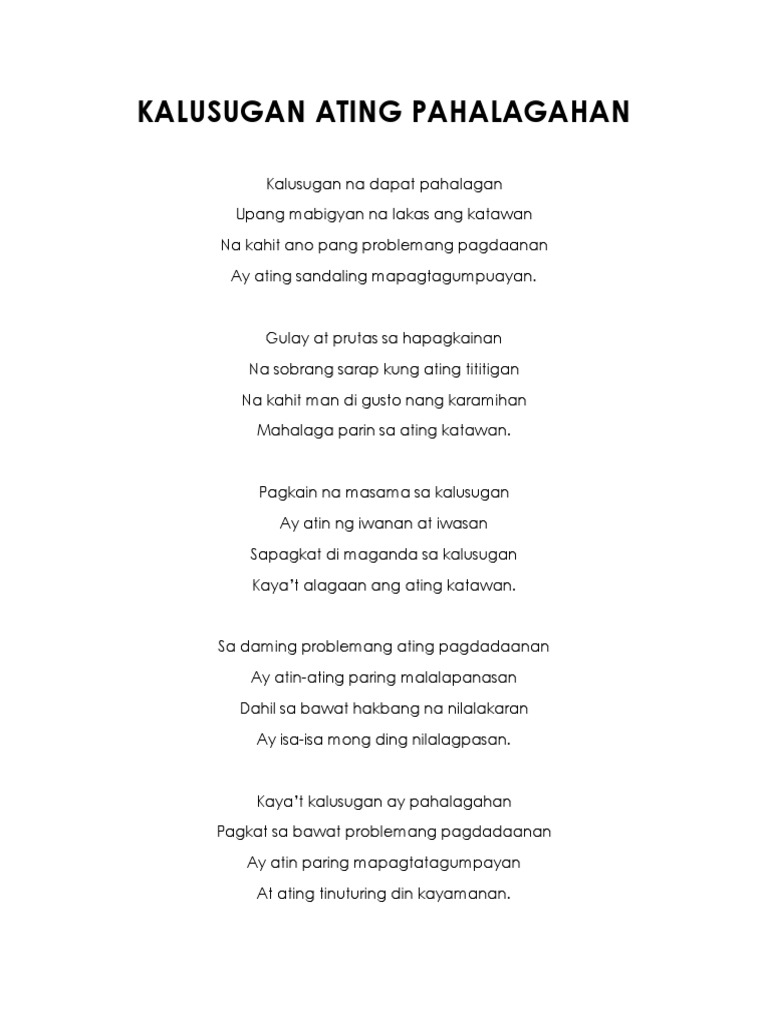 Kalusugan Ating Pahalagahan | PDF