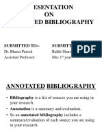 PRESENTATION ON Annotated Bibliography