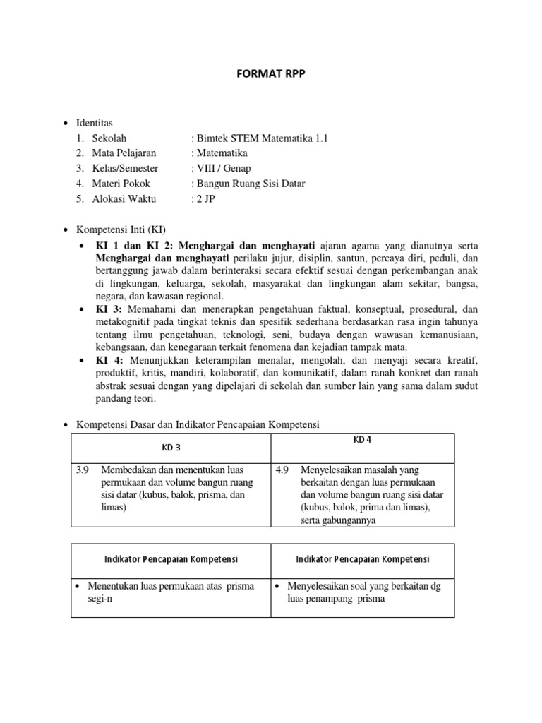 Contoh RPP Stem | PDF | Karier & Perkembangan