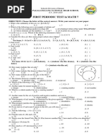 First Periodic Test in Math 7: Pagalanggang National High School