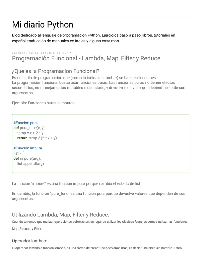 Mi Diario Python - Programación Funcional - Lambda, Map, Filter y ...